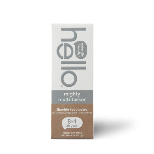 Hello Hello Mighty Multitasker Fluoride Toothpaste, 8 In 1 Toothpaste With Minty Flavor, Anticavity, Antigingivitis, Antisensitivity, Strengthens Enamel And Whitens, 4.0 Oz Tube Toothpaste White Smoke