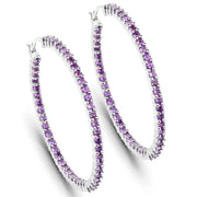 Bids.com 3.00 Carat Genuine Amethyst .925 Sterling Silver Earrings Earrings White Smoke