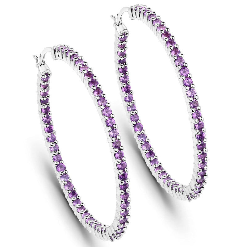 Bids.com 3.00 Carat Genuine Amethyst .925 Sterling Silver Earrings Earrings White Smoke