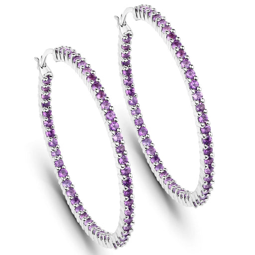 Bids.com 3.00 Carat Genuine Amethyst .925 Sterling Silver Earrings Earrings White Smoke