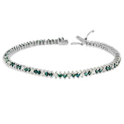Bids.com 14K White Gold Round-Cut white and Blue Diamond Fashion Bracelet (3.70 cttw, H-I Color, SI1-SI2 Clarity) Bracelets White Smoke White.Gold / 7