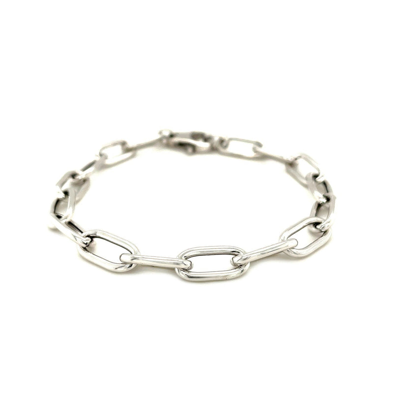 Bids.com Sterling Silver Wide Paperclip Chain Bracelet Bracelets White Smoke 7.5 / Sterling Silver