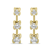 Bids.com 14K Yellow Gold 1/2 Cttw Round Diamond 3 Stone Graduated Linear Drop Past, Present and Future Stud Earrings (H-I Color, SI1-SI2 Clarity) Earrings White Smoke Yellow.Gold / 0.5