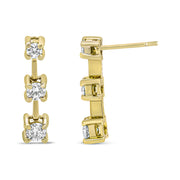 Bids.com 14K Yellow Gold 1/2 Cttw Round Diamond 3 Stone Graduated Linear Drop Past, Present and Future Stud Earrings (H-I Color, SI1-SI2 Clarity) Earrings White Smoke Yellow.Gold / 0.5