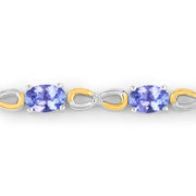 Bids.com 1.81 Carat Genuine Tanzanite and White Topaz .925 Sterling Silver Bracelet Bracelets White Smoke size 10.00