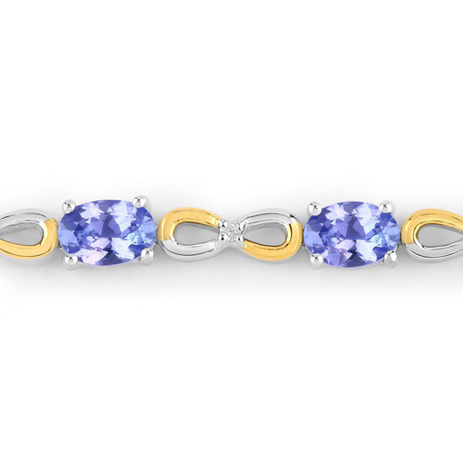 Bids.com 1.81 Carat Genuine Tanzanite and White Topaz .925 Sterling Silver Bracelet Bracelets White Smoke size 10.00