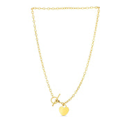 Bids.com Toggle Necklace with Heart Charm in 14k Yellow Gold Necklaces White Smoke 17 / Yellow Gold