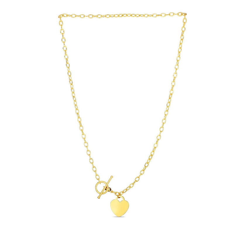 Bids.com Toggle Necklace with Heart Charm in 14k Yellow Gold Necklaces White Smoke 17 / Yellow Gold