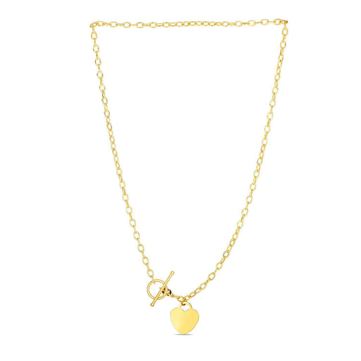 Bids.com Toggle Necklace with Heart Charm in 14k Yellow Gold Necklaces White Smoke 17 / Yellow Gold