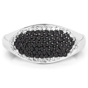 Bids.com 0.46 Carat Genuine Black Diamond and White Diamond .925 Sterling Silver Ring Rings White Smoke size 6.00,size 7.00,size 8.00,size 9.00