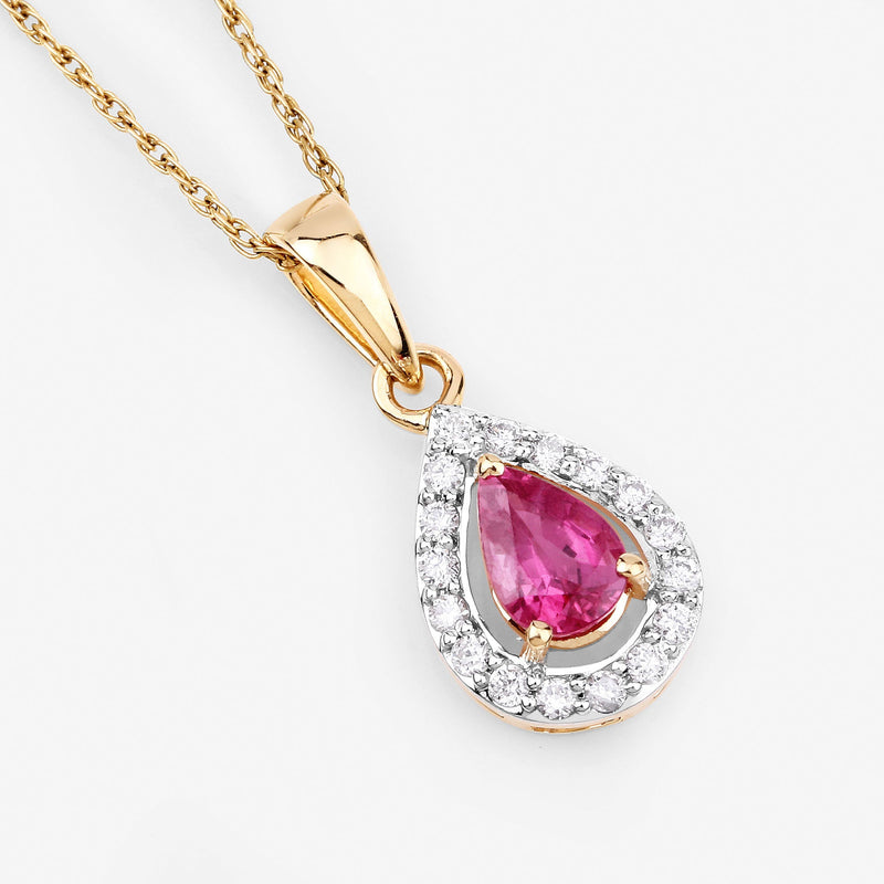 Bids.com 1.03 Carat Genuine Ruby and White Diamond 14K Yellow Gold Pendant Pendants White Smoke