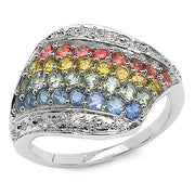 Bids.com 1.97 Carat Genuine Multi Stone .925 Sterling Silver Ring Rings White Smoke size 7.00,size 6.00,size 8.00,size 9.00,size 5.00