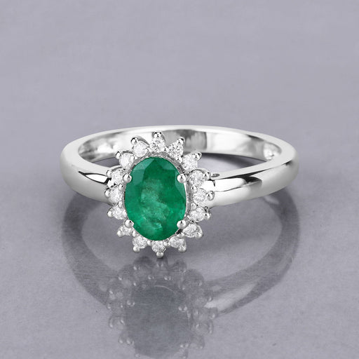 Bids.com 0.86 Carat Genuine Zambian Emerald and White Diamond 14K White Gold Ring Rings Dark Gray size 6.00,size 7.00,size 8.00,size 9.00