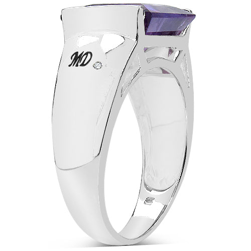 Bids.com 5.21 Carat Genuine Amethyst & White Diamond .925 Sterling Silver Ring Rings Lavender size 8.00,size 6.00,size 7.00,size 9.00