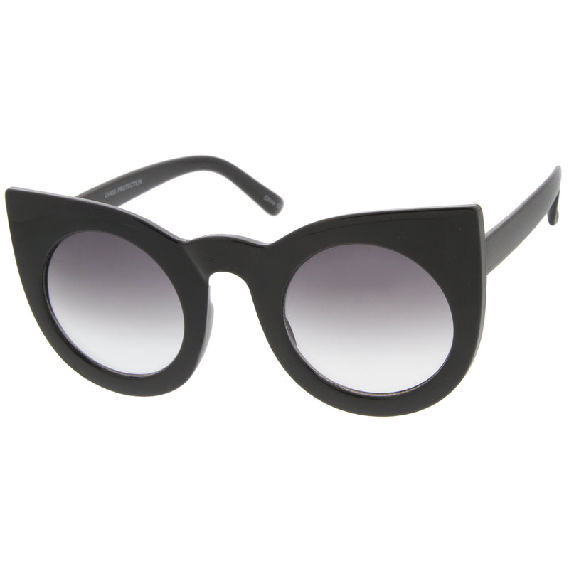 zeroUV Oversize Round Circle Pointed Cat Eye Sunglasses 9180 Sunglasses White Smoke Matte Black,Shiny Black Smoke,Tortoise Amber,Tortoise Smoke,Shiny Black Lavender,White Smoke,Red Smoke,White / Green Gradient