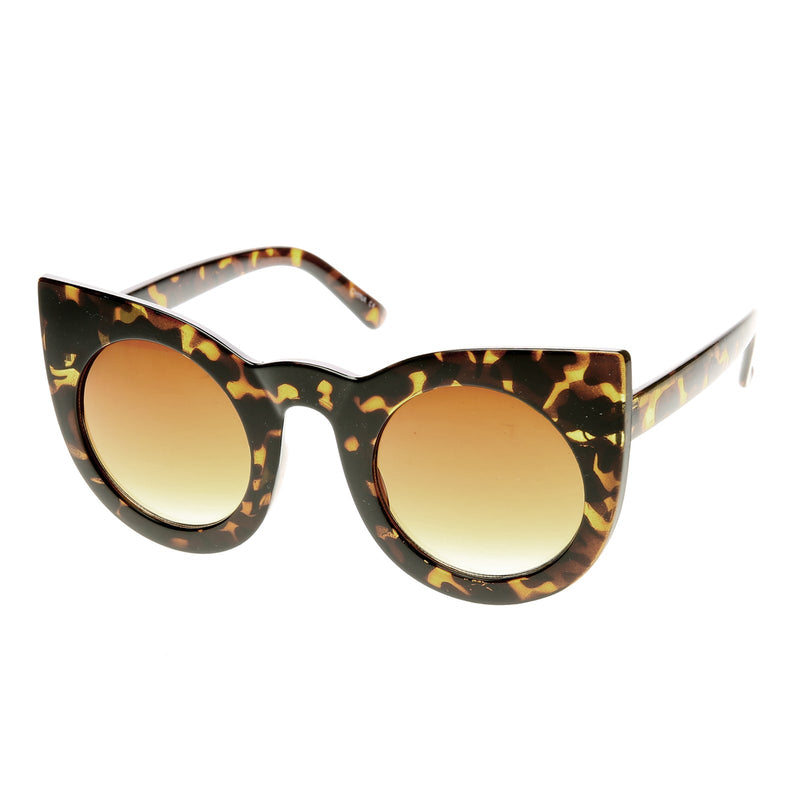 zeroUV Oversize Round Circle Pointed Cat Eye Sunglasses 9180 Sunglasses White Smoke Matte Black,Shiny Black Smoke,Tortoise Amber,Tortoise Smoke,Shiny Black Lavender,White Smoke,Red Smoke,White / Green Gradient