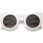 zeroUV Oversize Round Circle Pointed Cat Eye Sunglasses 9180 Sunglasses White Smoke White Smoke