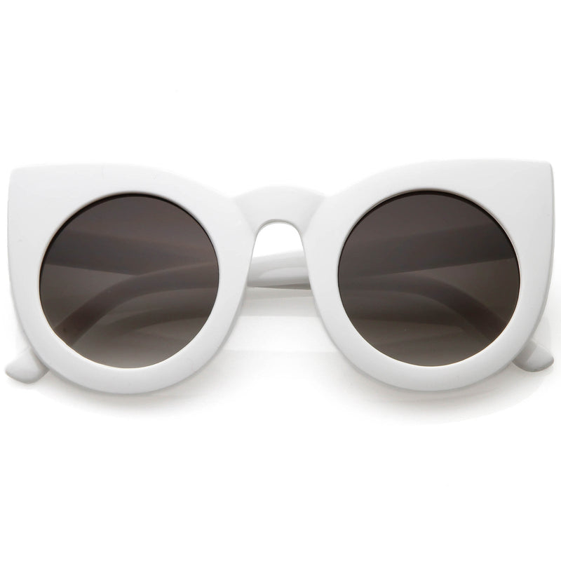 zeroUV Oversize Round Circle Pointed Cat Eye Sunglasses 9180 Sunglasses White Smoke White Smoke