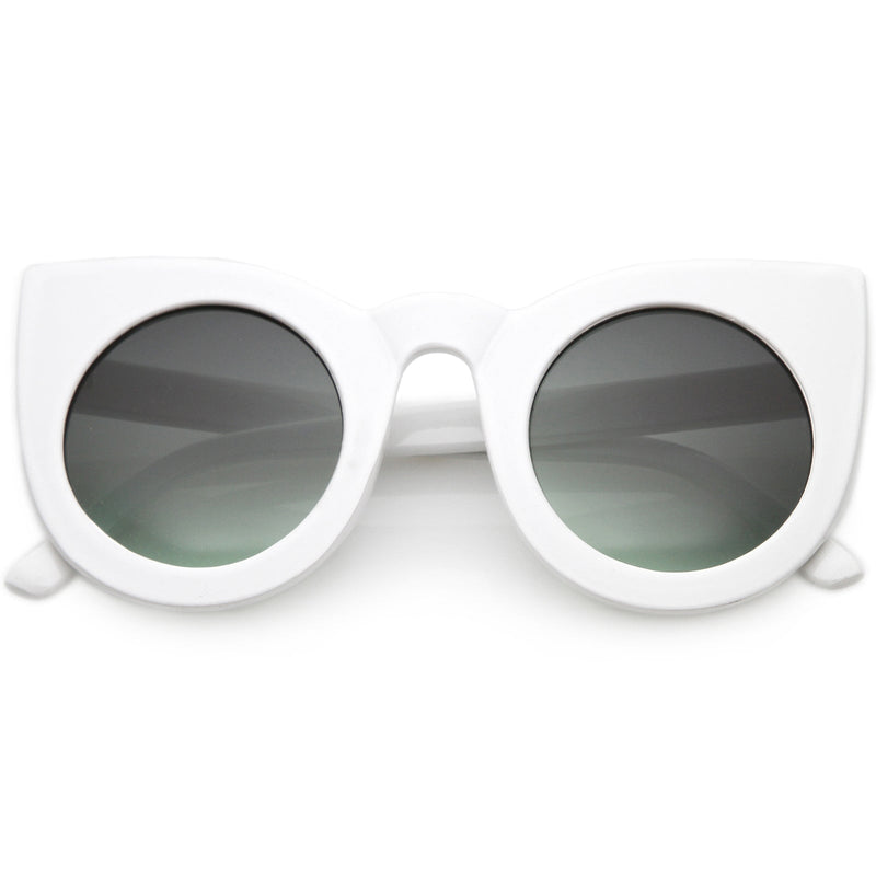 zeroUV Oversize Round Circle Pointed Cat Eye Sunglasses 9180 Sunglasses White Smoke White / Green Gradient