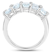 Bids.com 3.60 Carat Genuine  Blue Topaz .925 Sterling Silver Ring Rings White Smoke size 8.00,size 6.00,size 7.00,size 5.00,size 9.00