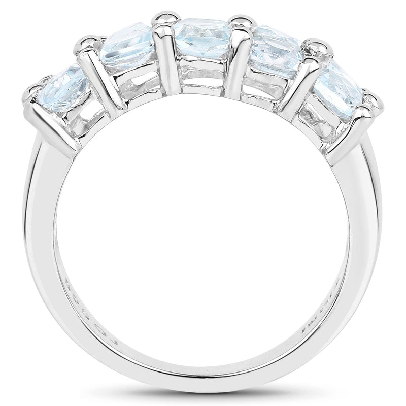 Bids.com 3.60 Carat Genuine  Blue Topaz .925 Sterling Silver Ring Rings White Smoke size 8.00,size 6.00,size 7.00,size 5.00,size 9.00