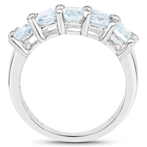 Bids.com 3.60 Carat Genuine  Blue Topaz .925 Sterling Silver Ring Rings White Smoke size 8.00,size 6.00,size 7.00,size 5.00,size 9.00