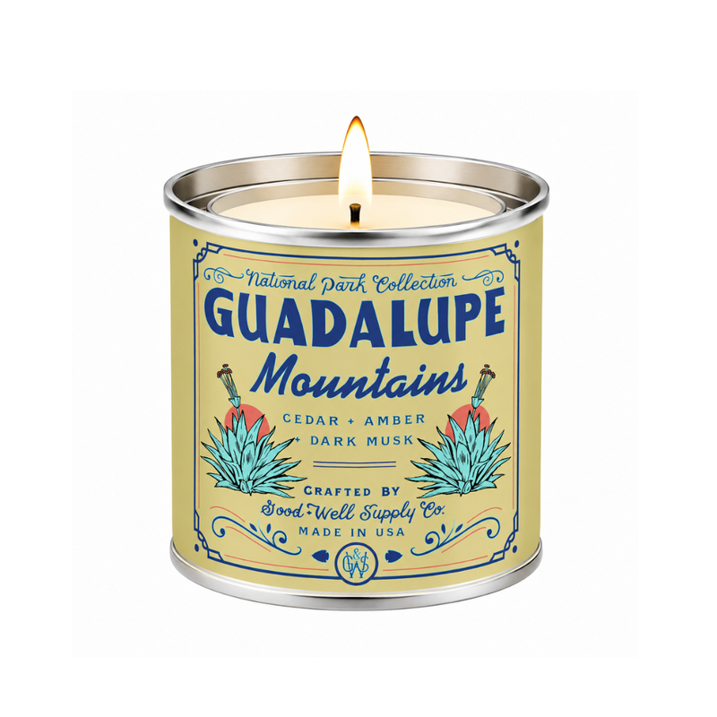 Good & Well Supply Co Guadalupe Mountains National Park Candle Candles White Smoke Half Pint / 8oz / Cotton Wick,Pint / 14oz / Cotton Wick