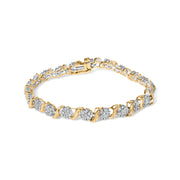 Bids.com 10K Yellow Gold 2.00 Cttw Round Cut Diamond 'S' Cluster Bracelet (J-K Color, I1-I2 Clarity) Bracelets White Smoke Yellow.Gold / 7