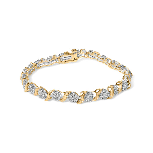 Bids.com 10K Yellow Gold 2.00 Cttw Round Cut Diamond 'S' Cluster Bracelet (J-K Color, I1-I2 Clarity) Bracelets White Smoke Yellow.Gold / 7