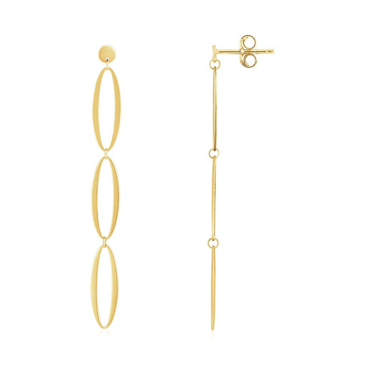 Bids.com 14K Yellow Gold Triple Oval Fancy Drop Earrings Earrings White Smoke Yellow Gold