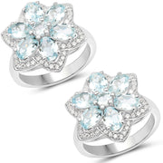 Bids.com 2.88 Carat Genuine Aquamarine .925 Sterling Silver Ring Rings White Smoke size 6.00,size 8.00,size 7.00,size 5.00,size 9.00