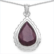 Bids.com 14.10 Carat Genuine Ruby .925 Sterling Silver Pendant Pendants White Smoke