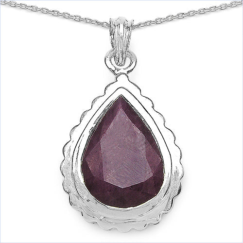 Bids.com 14.10 Carat Genuine Ruby .925 Sterling Silver Pendant Pendants White Smoke