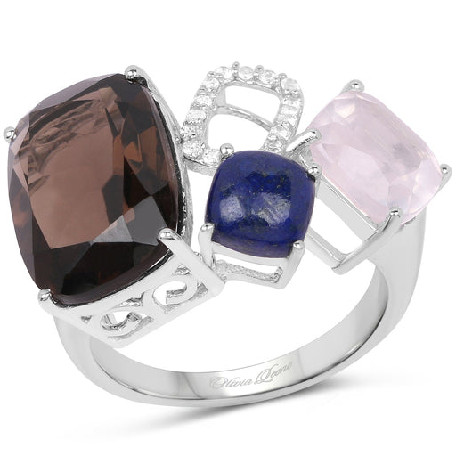 Bids.com 7.51 Carat Genuine Multi Stone .925 Sterling Silver Ring Rings White Smoke size 7.00,size 6.00,size 8.00,size 9.00