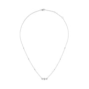 Bids.com 10K White Gold Bezel Set Princess Diamond 3 Stone Kite Shape and Station Necklace (H-I Color, SI2-I1 Clarity) - 18" Inches Necklaces White Smoke White.Gold / 18