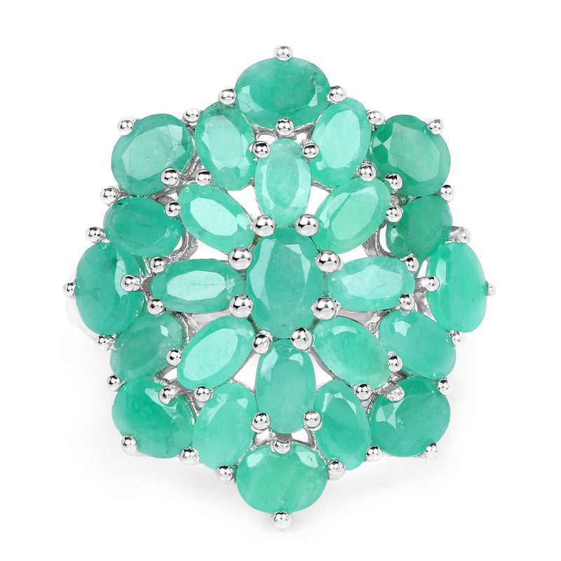 Bids.com 5.88 Carat Genuine Emerald .925 Sterling Silver Ring Rings White Smoke size 7.00,size 5.00,size 6.00,size 8.00,size 9.00,size 10.00,size 12.50