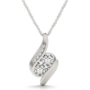Bids.com 14k White Gold Two Stone Curved Style Diamond Pendant (3/4 cttw) Necklaces White Smoke 18 / White Gold