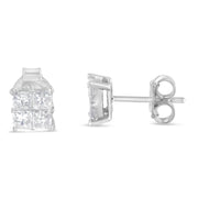 Bids.com 10K White Gold Diamond Stud Earrings (3/4 cttw, H-I Color, SI2-I1 Clarity) Earrings White Smoke White.Gold / 0.78