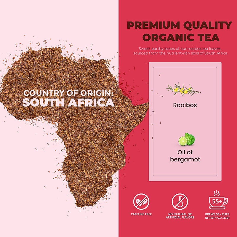 Gardenika Shop Bergamot Rooibos Tea, Herbal & Caffeine-Free - Organic & Kosher Loose Leaf Tea Misty Rose