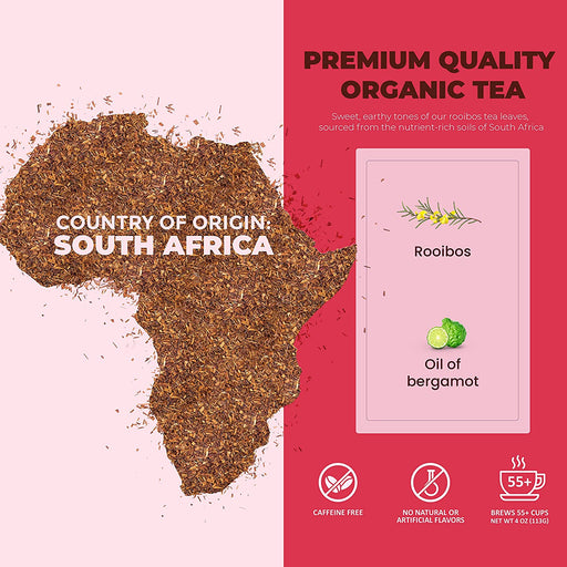 Gardenika Shop Bergamot Rooibos Tea, Herbal & Caffeine-Free - Organic & Kosher Loose Leaf Tea Misty Rose