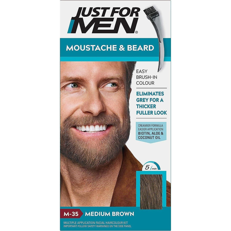Just For Men Just For Men Brush-In Color Gel for Mustache & Beard, Medium Brown M-35 / 0.5 Oz Beard Color Gel Light Gray