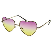 zeroUV Cute Metal Heart Shape Rainbow Color Lens Sunglasses 9205 Sunglasses White Smoke Light Gold Blue Pink,Light Gold Blue Yellow,Light Gold Pink Blue,Light Gold Pink Yellow,Light Gold Lavender Pink,Gold Amber Pink