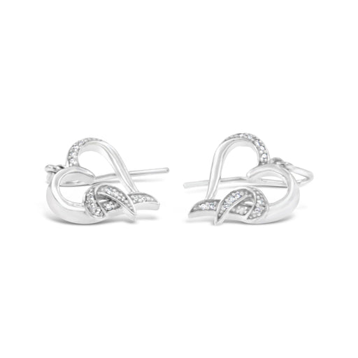 Bids.com Sterling Silver Round Cut Diamond Heart Dangle Earrings (0.09 cttw, H-I Color, I1-I2 Clarity) Earrings White Smoke White.Sterling Silver / 0.09