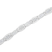 Bids.com 14K White Gold 2-1/2 Cttw Round-Brilliant & Baguette Cut Diamond 7" Alternating Flared Links Tennis Bracelet (H-I Color, SI1-SI2 Clarity) Bracelets White Smoke White.Gold / 7