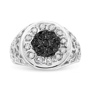 Bids.com .925 Sterling Silver 1/4 Cttw White and Black Treated Diamond Halo Cluster Ring for Men (I-J Color, I3 Clarity) - Size 10 Rings White Smoke 10 / White.Sterling Silver,11 / White.Sterling Silver,9 / White.Sterling Silver