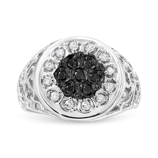 Bids.com .925 Sterling Silver 1/4 Cttw White and Black Treated Diamond Halo Cluster Ring for Men (I-J Color, I3 Clarity) - Size 10 Rings White Smoke 10 / White.Sterling Silver,11 / White.Sterling Silver,9 / White.Sterling Silver
