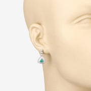 Bids.com 1.39 Carat Genuine Zambian Emerald and White Diamond 14K White Gold Earrings Earrings Bisque