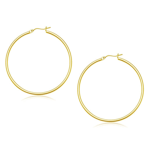 Bids.com 10k Yellow Gold Polished Hoop Earrings (45 mm) Earrings White Smoke Yellow Gold