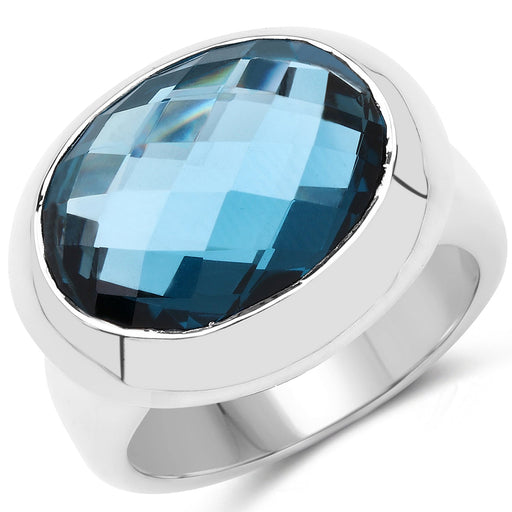 Bids.com 10.25 Carat Genuine London Blue Topaz .925 Sterling Silver Ring Rings White Smoke size 5.00,size 6.00,size 7.00,size 8.00,size 9.00