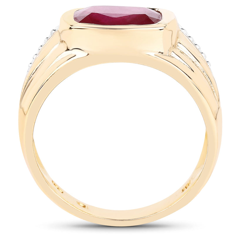 Bids.com 14K Yellow Gold Plated 3.50 Carat Genuine Glass Filled Ruby .925 Sterling Silver Ring Rings White Smoke size 6.00,size 7.00,size 8.00,size 9.00,size 7.50,size 5.00